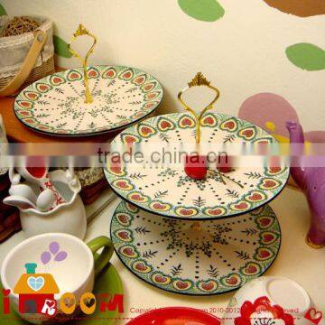3-tier Dessert Plate Fruit Cupcake Ceramic Plate , Cake Plate With Dome, Wedding Cake Stand photo-3