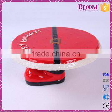 Wholesale Christmas Custom Ceramic Red Cake Holder photo-2