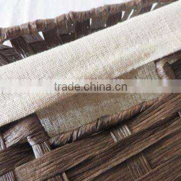 Decorative Hand Woven Paper Rope Brown Laundry Hamper With Lid photo-6