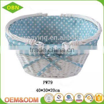 Customized Cheap Fancy Woven White Wicker Basket for Wedding Decoration photo-2