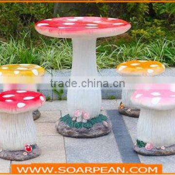 Garden/Kindergarten Furniture Set Fiberglass Mushroom Table Chairs photo-3