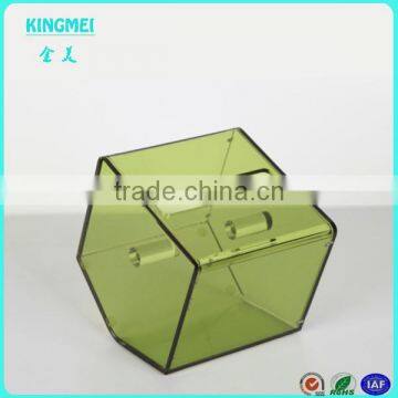 KINGMEI Hexagon Hang Acrylic Red Tissue Holder Box Cover Clear Plexiglass Tissue Box Wholesale photo-4