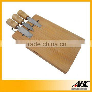 3pcs Cheese Knife With Pine Wood Cutting Board