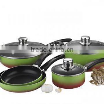 8pcs Rainbow color changing aluminum nonstick cookware set