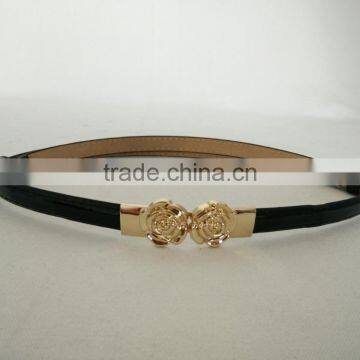 Wholesale Colourful Flower Pattern Buckle Sex Women Lady Thin PU Waist Belt photo-5