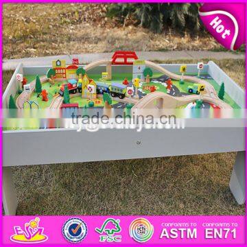 2017 новый дизайн образовательных детских игрушек для активностей - деревянный набор игрового стола с поездами W04C070 photo-4