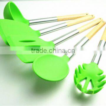33058 Silicone Kitchen Cooking Utensils With Wooden Handle photo-5