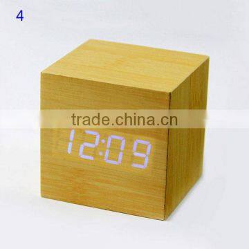 Multicolor Cube Led Digital Alarm Wooden Clock photo-5