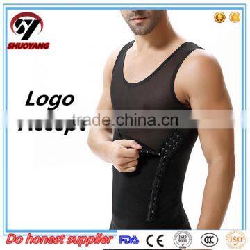 Shuoyang 2017 designStrong pressure tight man underwear Adjustable Men Body Shaper Slimming Vest With Hooks