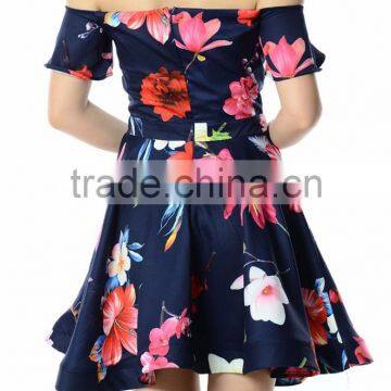 Guangzhou Clothes Flare Dress off Shoulder Fashion Boutique Dress photo-5