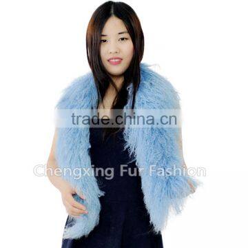 CX-S-31 Genuine Rainbow Tibetan Sheep Fur Scarf- Plus Size photo-2