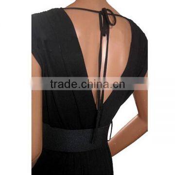 Women Plus Size Slim Black Color Block Long Maxi Plus SIze Dress photo-2