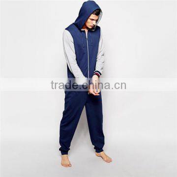 PA0041A Plain Adult Onesie Jumpsuit With Contrast Sleeve and Tipped Rib photo-3
