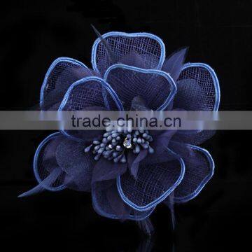 Wedding Party Brooch Polka Fabric Flower Brooches Organza Feather Flower Hair Flower Clip photo-6