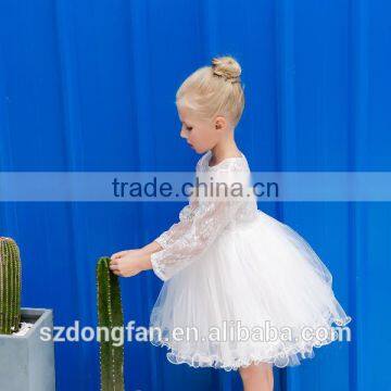 Baby Girls Fall Lace Long Sleeve White Tutu Dress photo-2