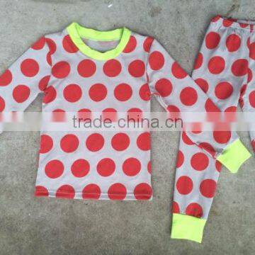 wholesale 100 % Organic cotton baby rde polka dot Pajamas baby girls christmas pajamas