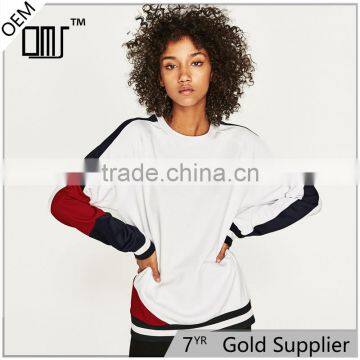 Dongguan custom design color block sweatshirt with raglan sleeves