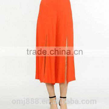 China supplier women loose front slit cotton gaucho pants