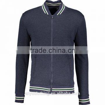 2017 High End Gym Wear Blue Baseball Zipped Jumper for Men