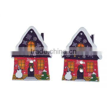 Wood Sewing Buttons Scrapbooking 2 Holes Village House Multicolor Christmas Snowman Pattern