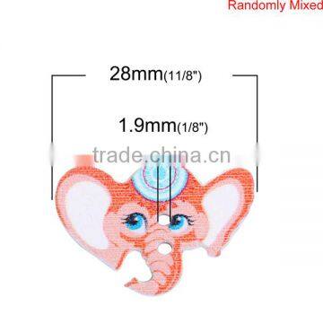 Wood Sewing Buttons Scrapbooking 2 Holes Elephant Head At Random photo-2