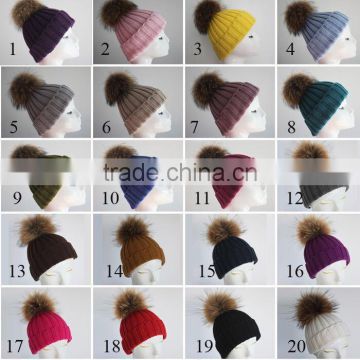 YR855 Hot Sale Fashion Raccoon Yarn Women Winter Knitting Hat