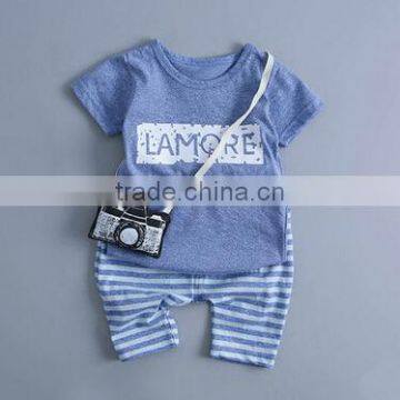 Summer Fashion Kids Clothing Baby 2pcs Short Sleeve T Shirt + Pants Suits Wholesale Kids Boy Shirt photo-4