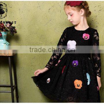 Hot Sale Elegant Princess Girl Party Dress Sequins Beads Lace Princess Dress for Kid Children Baby photo-2