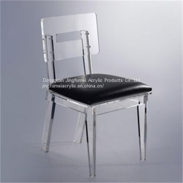 Modern Acrylic Banquet Chair Transparent Plexiglass Leisure Chair with High Back