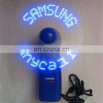 ABS 3*AAA battery led message fan good quality led fan