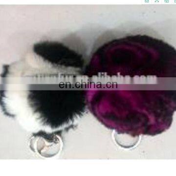 Fashion Charm colorful rex rabbit Fur pom poms ball key chain pendant