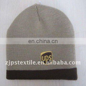 THE YEAR-END PROMOTION JACQUARD 2 COLORS ADULT 100% ACRYLIC WINTER BEANIE,KNITTED HATS WITH EMBROIDERED LOGO