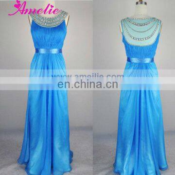 Real Sample Crystal beaded Neckline maternity prom dresses 2013