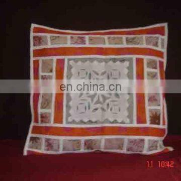 Indian Hand Embroidered Silk Cushion Cover