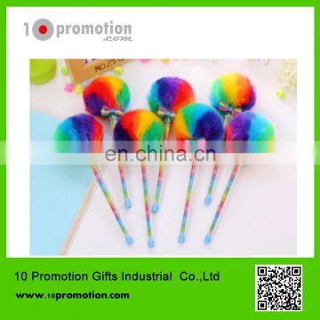 Plastic creative stationery gel pen/colorful rainbow hair ball for children study