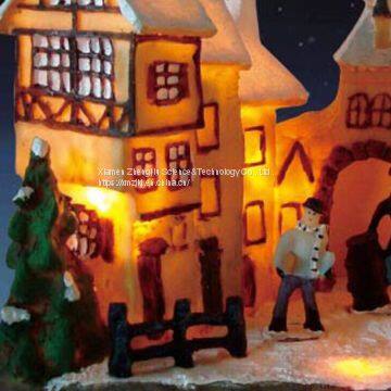 X'mas House With 10 Light Set Play Snowman Polyresin Christmas House Decoration photo-5