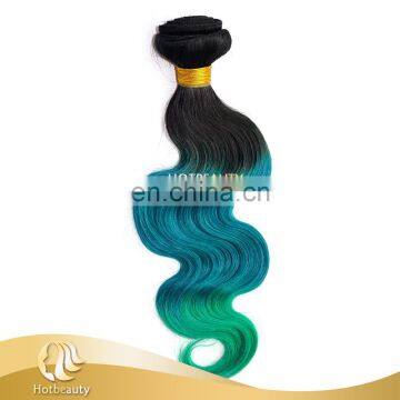 Fashion 3 Tone 1b#/Green/Blue Colored Brazilian Hair Weave