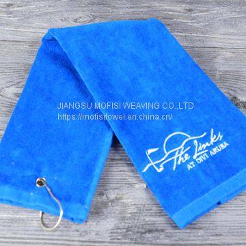 Wholesale Blue Hand Towel Velvet Pile Golf Towels With Clip photo-4