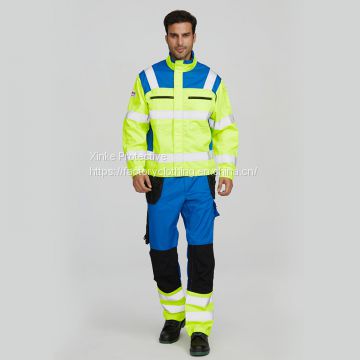 High visibility protective factory uniform suit