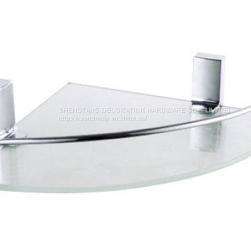 Wall mounted customized single tier glass shelf