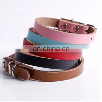 Plain Color Genuine Leather Dog Collar Real Cow Leather Pet Leash Pet Supplies