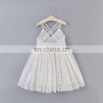 A0185# Girls Dress 2020 Summer Cotton Sleeves Lace Backless Clothes Kids Dress photo-2