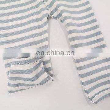 Striped Organic Cotton Rib Knitted Pajama Set For Baby