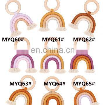 Ins Hot Sale Rainbow Teether Toy Wood Teething Ring For Baby photo-6