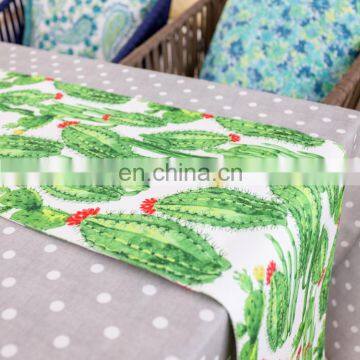Custom Watercolor Cactus Durable Cotton Linen Table Runner photo-7
