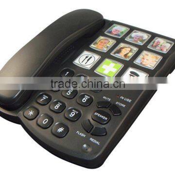 Big button phone with memory speed dial function and pictures for senior or kids