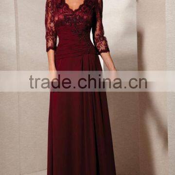 Elegant Mother of the Bride Dress With Beading and Appliques Three Quarter Sleeve High Quality Satin Mother of the Bride Dress