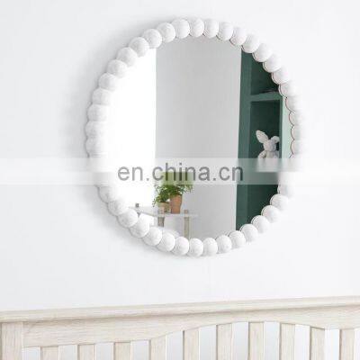 customized hot sale wood Wire frame Wall wooden bead frame moon mirror Home Decor