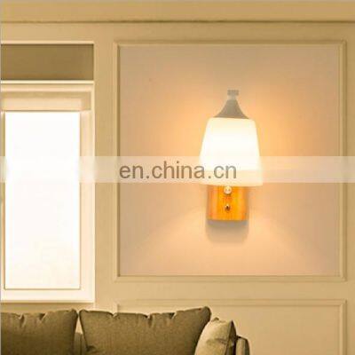 Nordic Wall Lamp Indoor Modern LED Bedside Lamp E27 Wooden Wall Lamp White