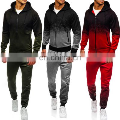 Wholesale custom brand men's casual sports suit men's gradient striped long-sleeved jacket + trousers custom hoodie